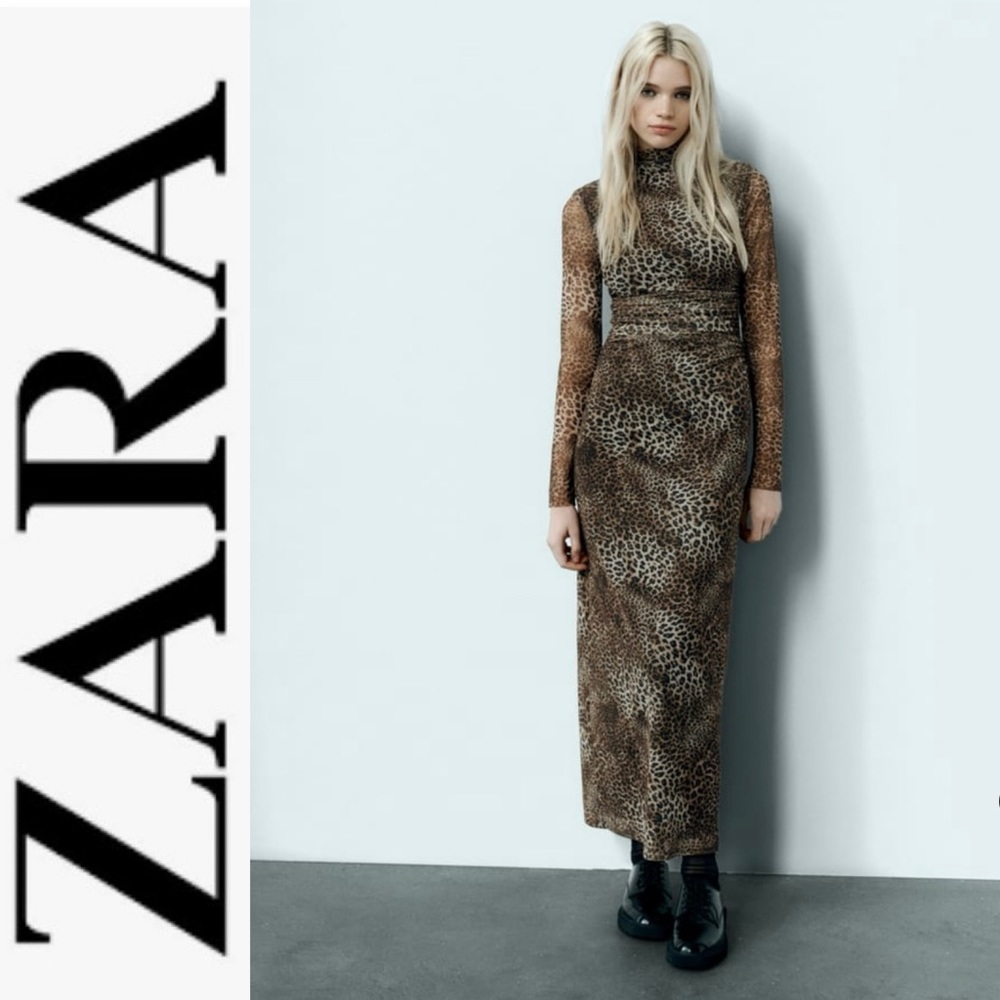 ZARA ANIMAL PRINT TULLE DRESS SIZE XL NWOT